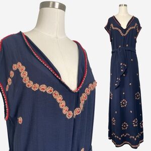 The GREAT. Beaded Corridor Dress maxi boho beaded 1920s heirloom rope florets S